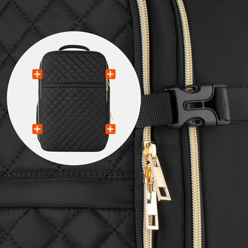 MOMUVO Large Travel Backpack - Flight Approved, Water Resistant Anti-Theft Design | Fits 17-Inch Laptop, Black