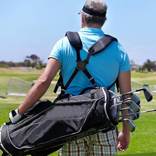 Golf Bag Strap Replacement Bags Straps Double Shoulder 4 Point Golf Bag Strap Black Thick Backpack Strap for Golf Bags (Black 1)