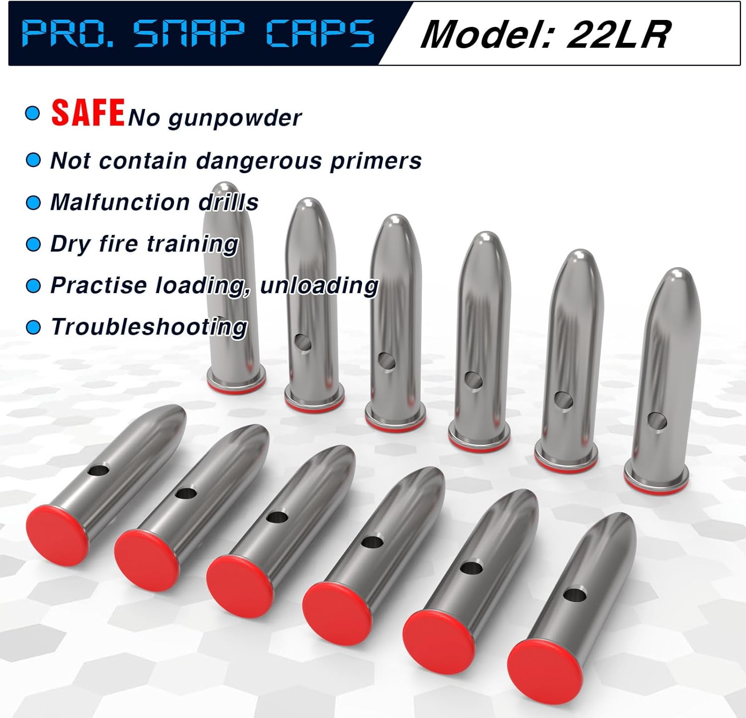 Snap Caps | Reusable Training Dummy Rounds for Safe Dry Fire Practice - Realistic Weight
