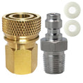 HMKUGO 1/8 BSPP Female Connector and 8mm Male Plug Fill Nipple Quick-Disconnect Set, Copper - Stainless Steel - Remote Line Male & Female Set for PCP Foster Paintball Airsoft Air Gun Tool