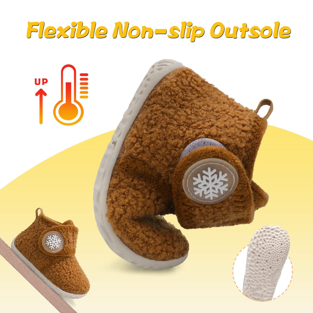 LeIsfIt Toddler Slippers Boys Girls Slippers Kids House Shoes Warm Lightweight Slipper Boots with Non-slip Sole Dark Brown 5.5-6 Toddler