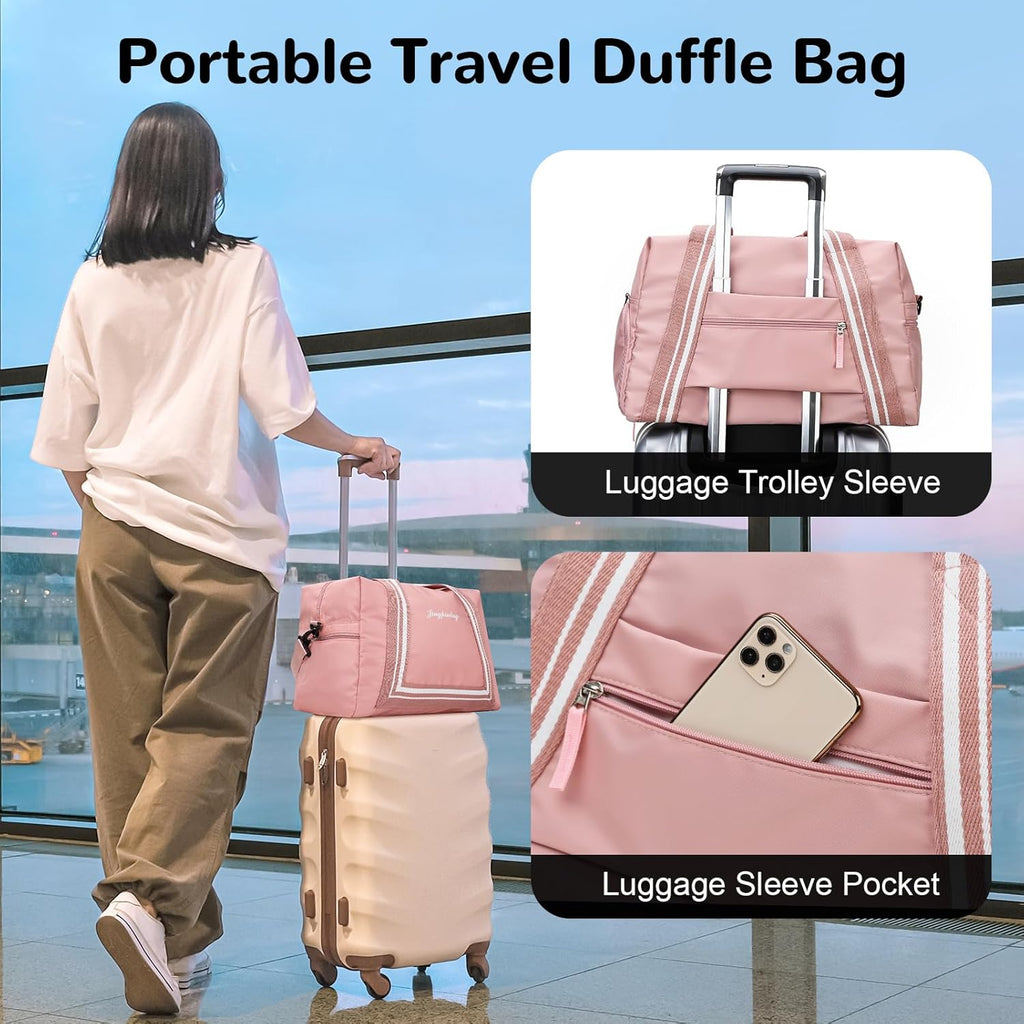 Skiennix Pink Gym Bag - 30L Duffle with Wet Pocket & Shoe Compartment | Ideal for Travel & Sports