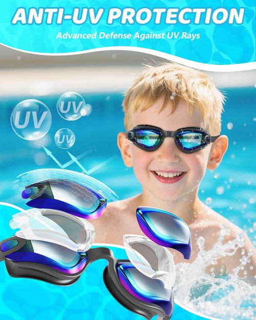 Aegend Swim Goggles - Anti-Fog & UV Protection for Kids Ages 3-14 | Comfortable Fit for Swimming
