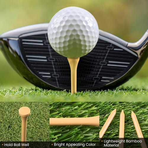 FINGER TEN Bamboo Golf Tees - Durable Wooden Short & Long Tees | Bulk Options 250/500/1000/2000 Count in Red & Pink