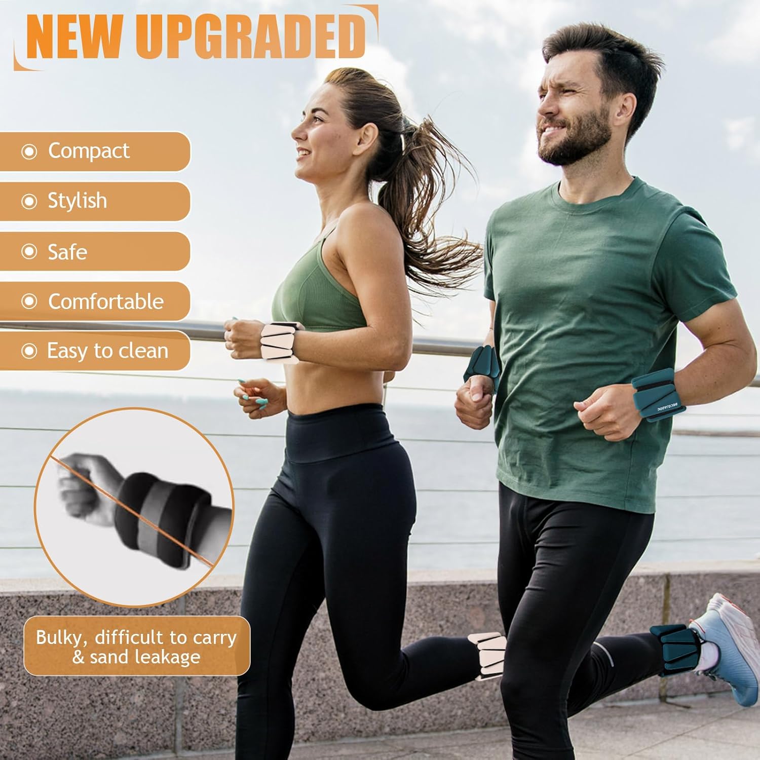 Skiennix Ankle Weights Set - Adjustable 1 lb/2 lb/3 lb for Pilates, Running, Yoga | Perfect for Arm & Leg Workouts