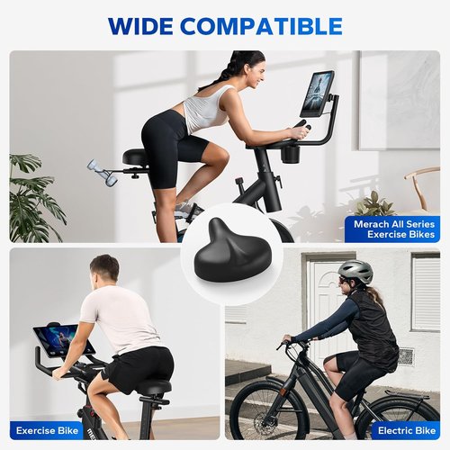 MERACH Exercise Bike Seat Cushion - High-Density Foam Padded Comfort Cover for Spin Bikes | Unisex, Shock Absorbing