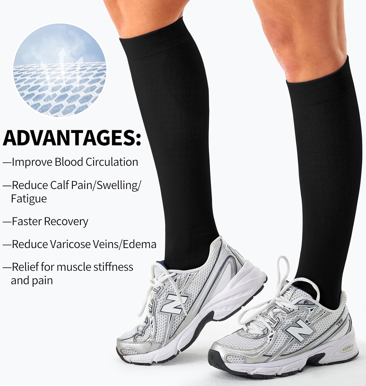 Skiennix Compression Socks - Ultimate Support for Nurses, Running & Recovery | 3 Pairs