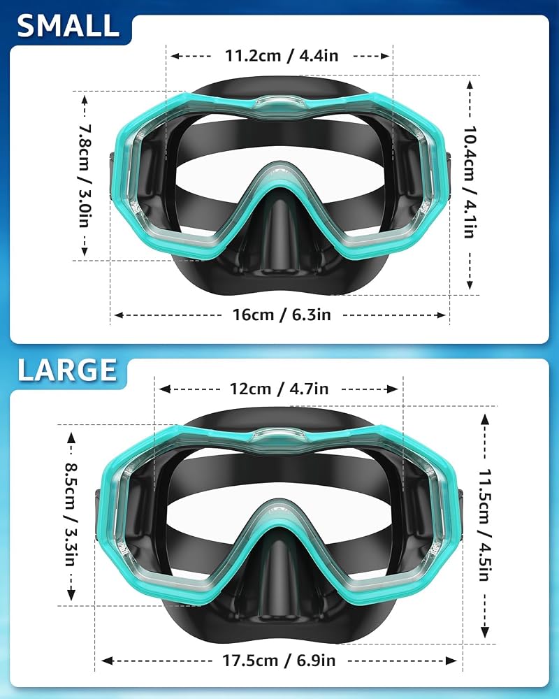 WSTOO Swim Goggles with 3-Lens Nose Cover - Black Lake Green, Large
