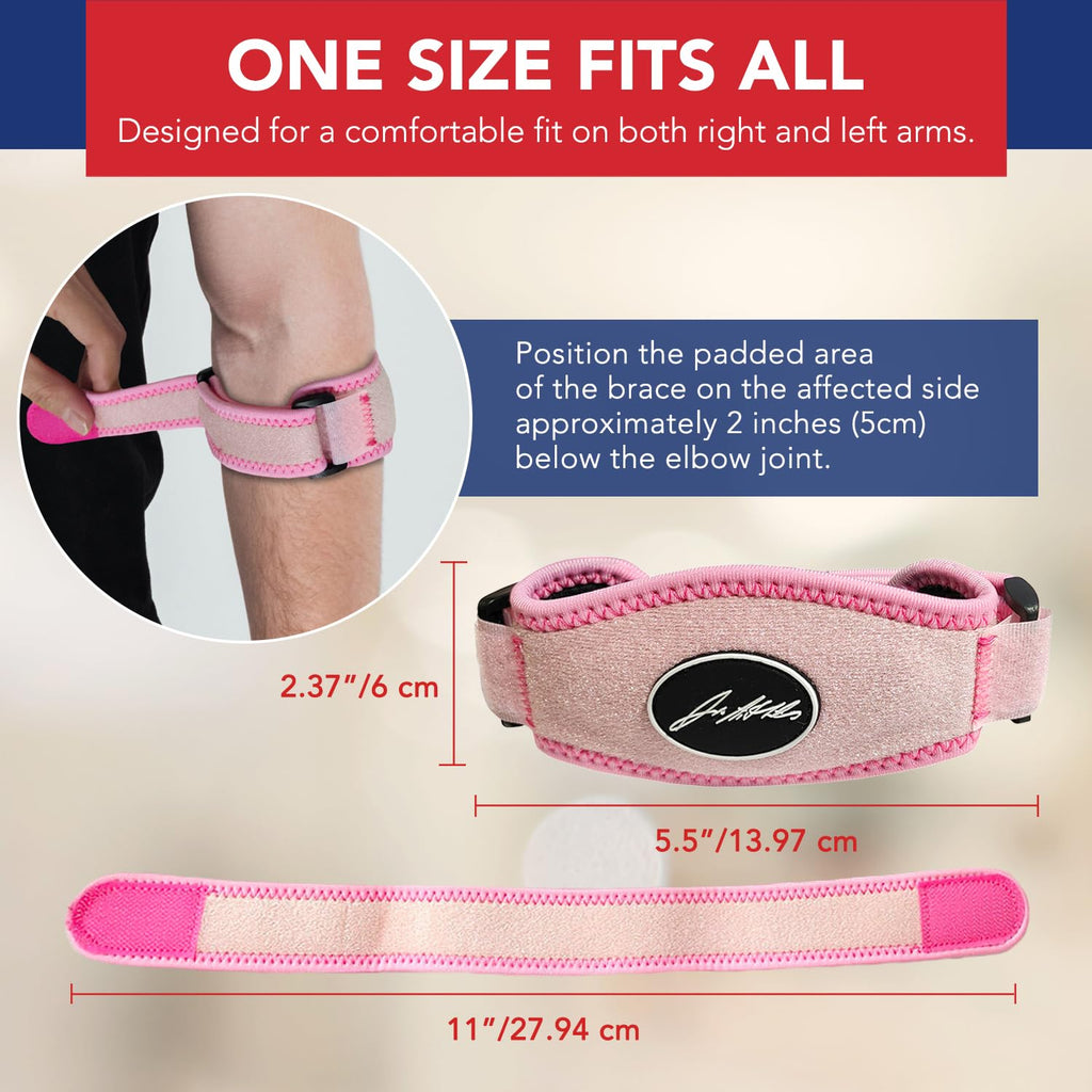 Skiennix Tennis Elbow Brace - Adjustable Arm Support for Pain Relief | Comfy Daily Wear, Pink