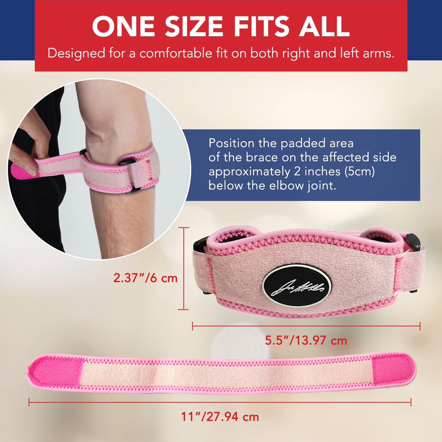 Skiennix Tennis Elbow Brace - Adjustable Arm Support for Pain Relief | Comfy Daily Wear, Pink