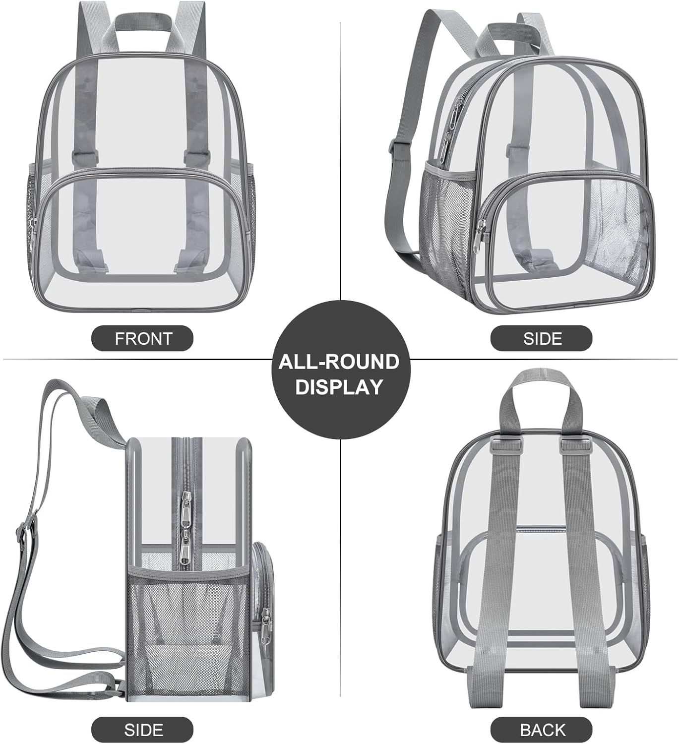 USPECLARE Clear Backpack - Stadium-Approved Small Backpack 11.5"x9.5"x6" for Concerts & Travel