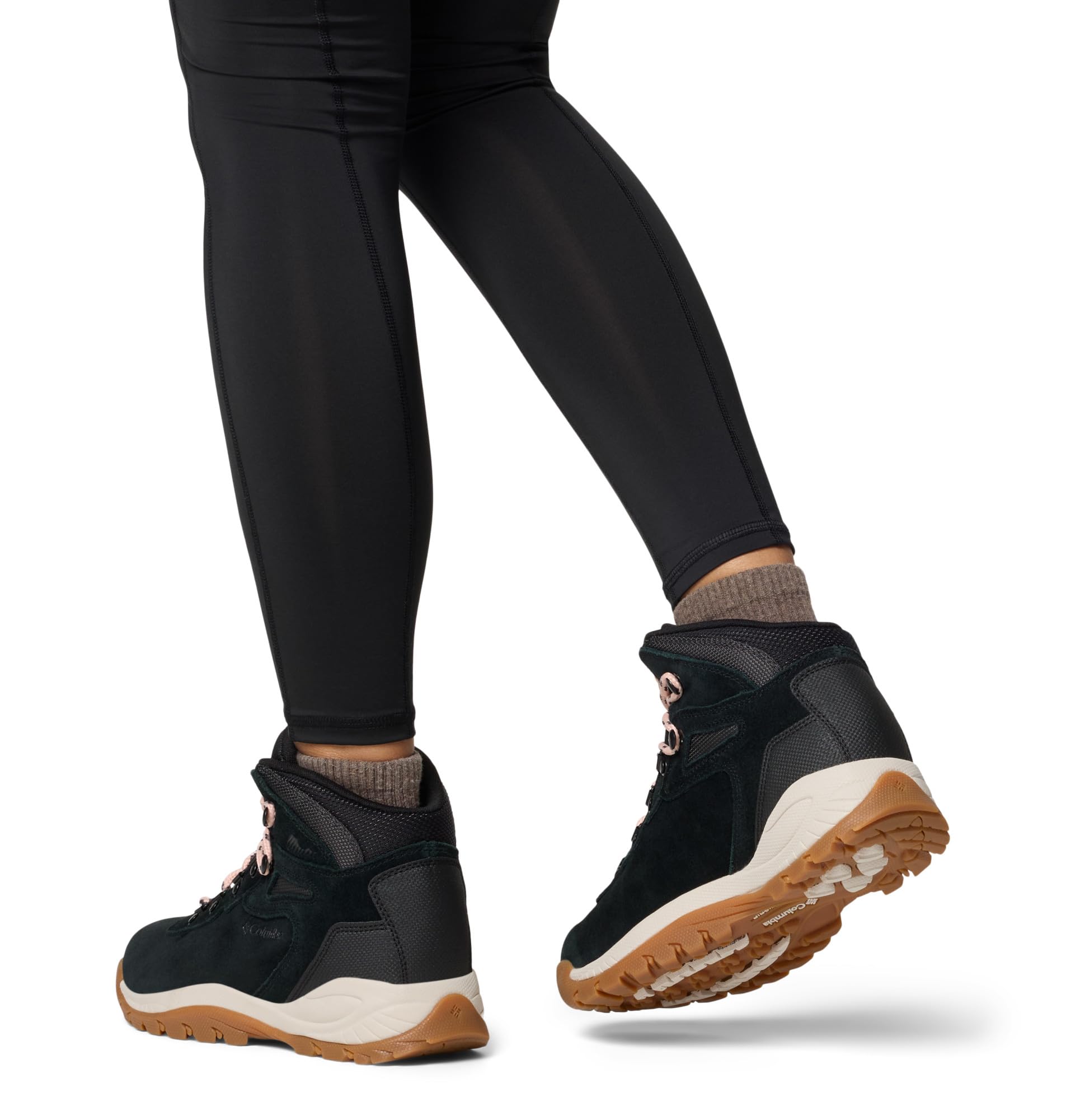 Columbia Womens Newton Ridge Plus Waterproof Amped, Black/Blush Rose, 5.5 Wide