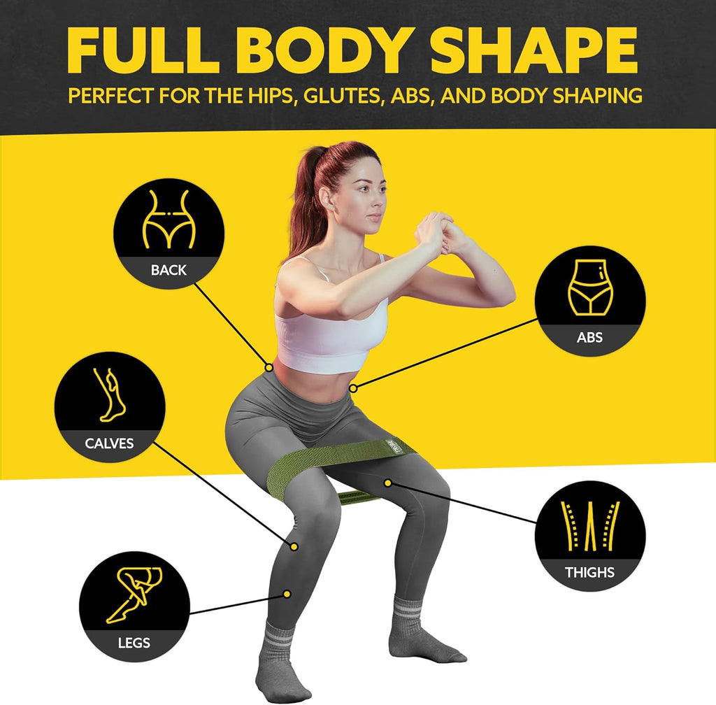 Tribe Lifting Resistance Bands - Non-Slip Fabric Workout Bands Set for Legs & Glutes - 3 Pack