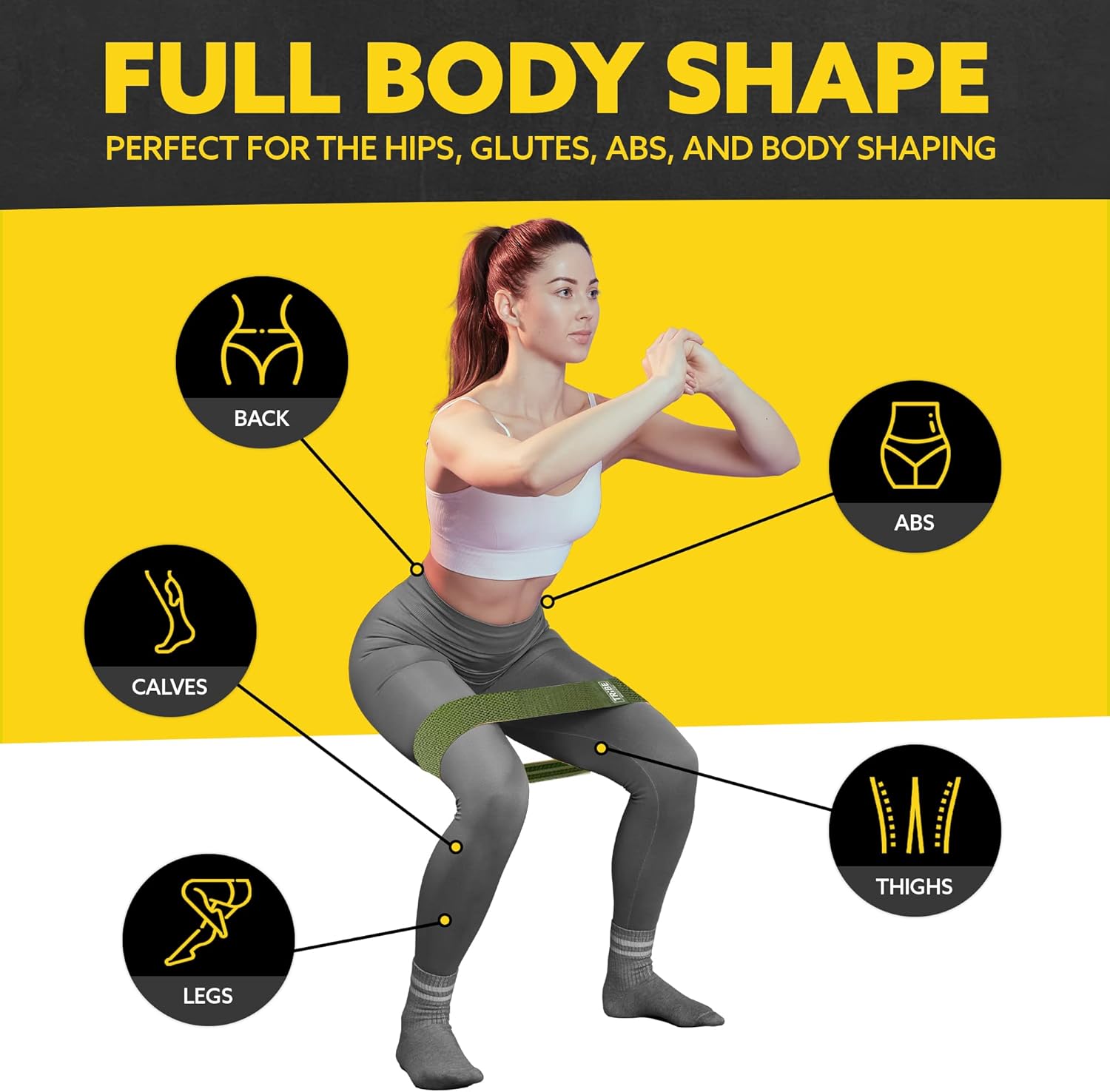 Tribe Lifting Resistance Bands - Non-Slip Fabric Workout Bands Set for Legs & Glutes - 3 Pack