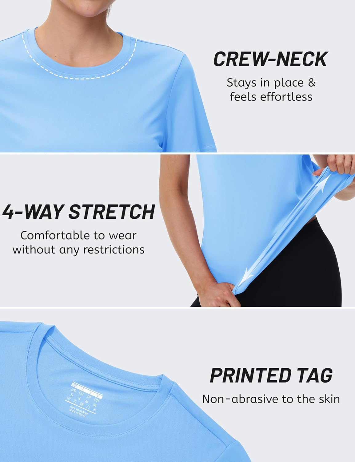 TACVASEN Women's Athletic Workout Shirt - Quick Dry, UPF 50+ Sun Protection Gym Tee - Perfect for Running