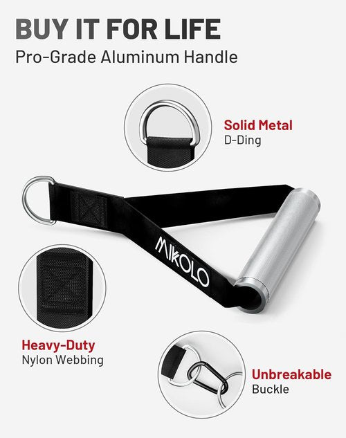Mikolo Aluminum Alloy Cable Machine Handles - Durable D Handle Attachments for Gym Workouts