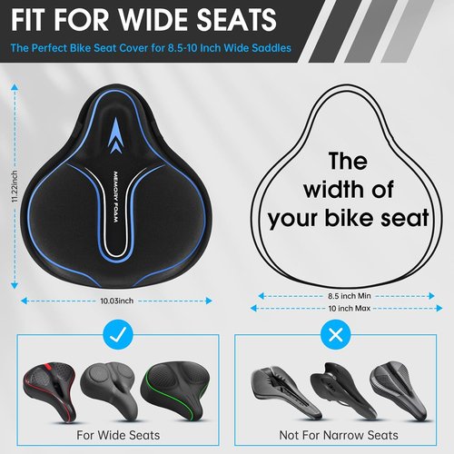 Memory Foam Bike Seat Cover - Comfortable Padded Cushion for Men & Women | Ideal for Indoor & Outdoor Cycling