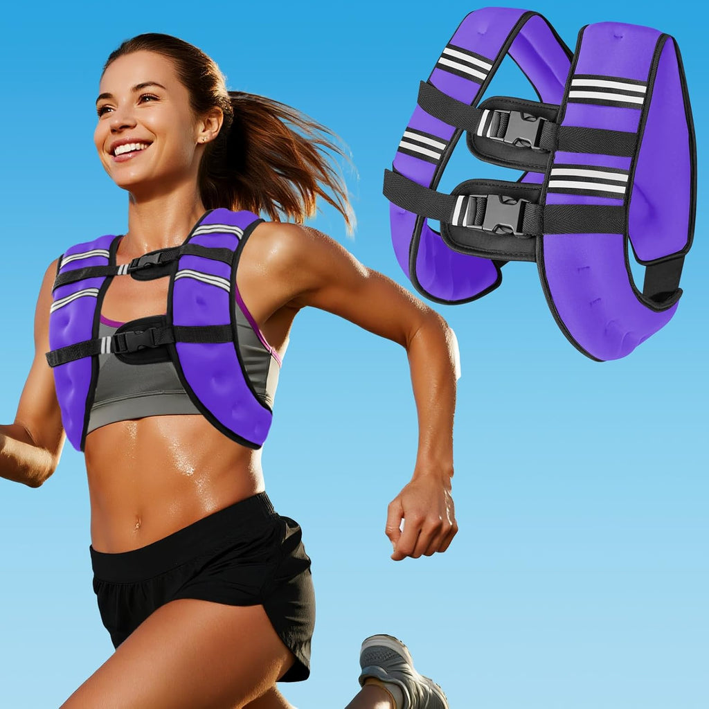 Zikopomi Weighted Vest - Adjustable 6lb to 30lb for Strength Training & Running | Reflective Stripes