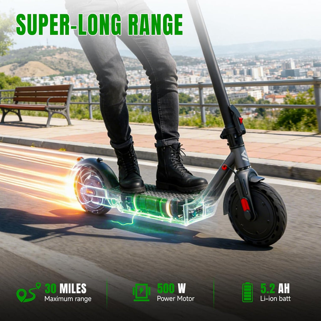 YHR Electric Scooter - Powerful 350W/500W Motor | 19 MPH, 20-Mile Range, 8.5"/10" Tires