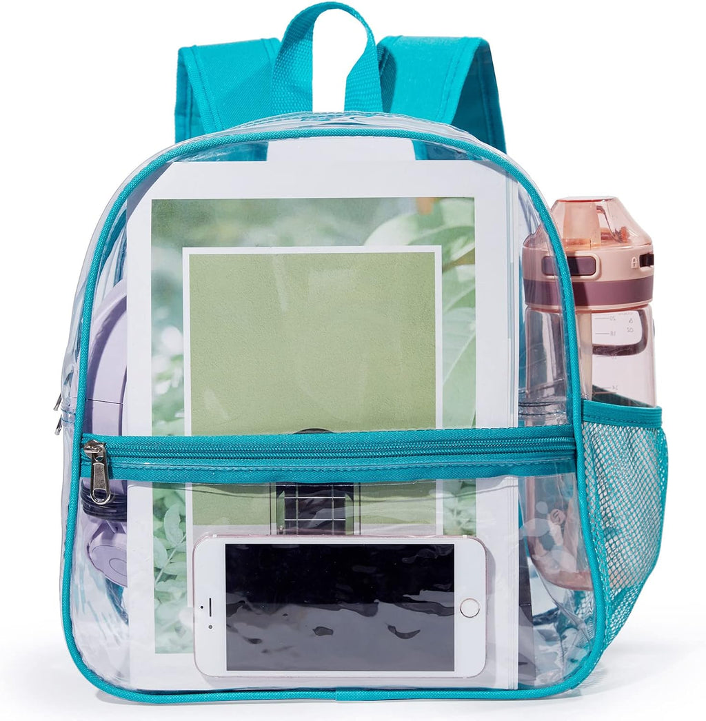 Skiennix Mini Clear Backpack - Waterproof PVC Stadium Approved Transparent Bag | 12"x6"x12" - Green