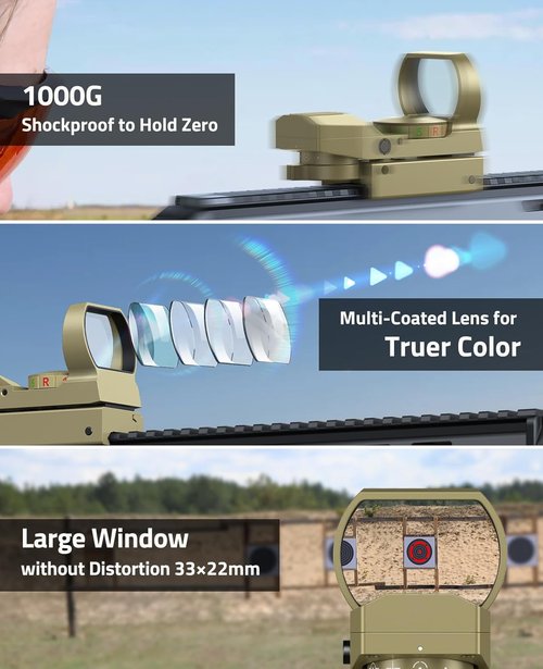 CVLIFE Red Green Dot Gun Sight - 1X22X33 Reflex Scope with 20mm Rail Mount