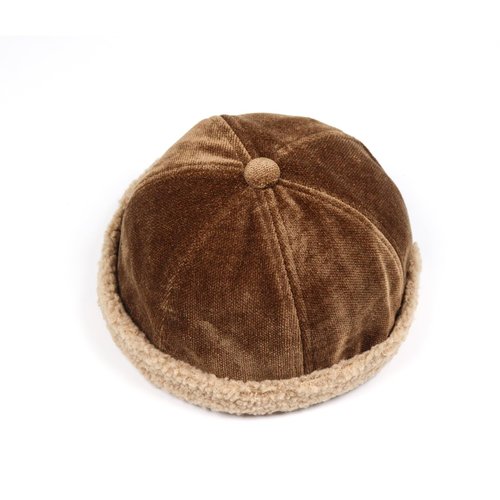 Mens Brimless Hat Winter Flannel Warm Rolled Cuff Docker Cap Fleece Harbour Beanie Hats Plush Landlord Hat Q2066 Coffee