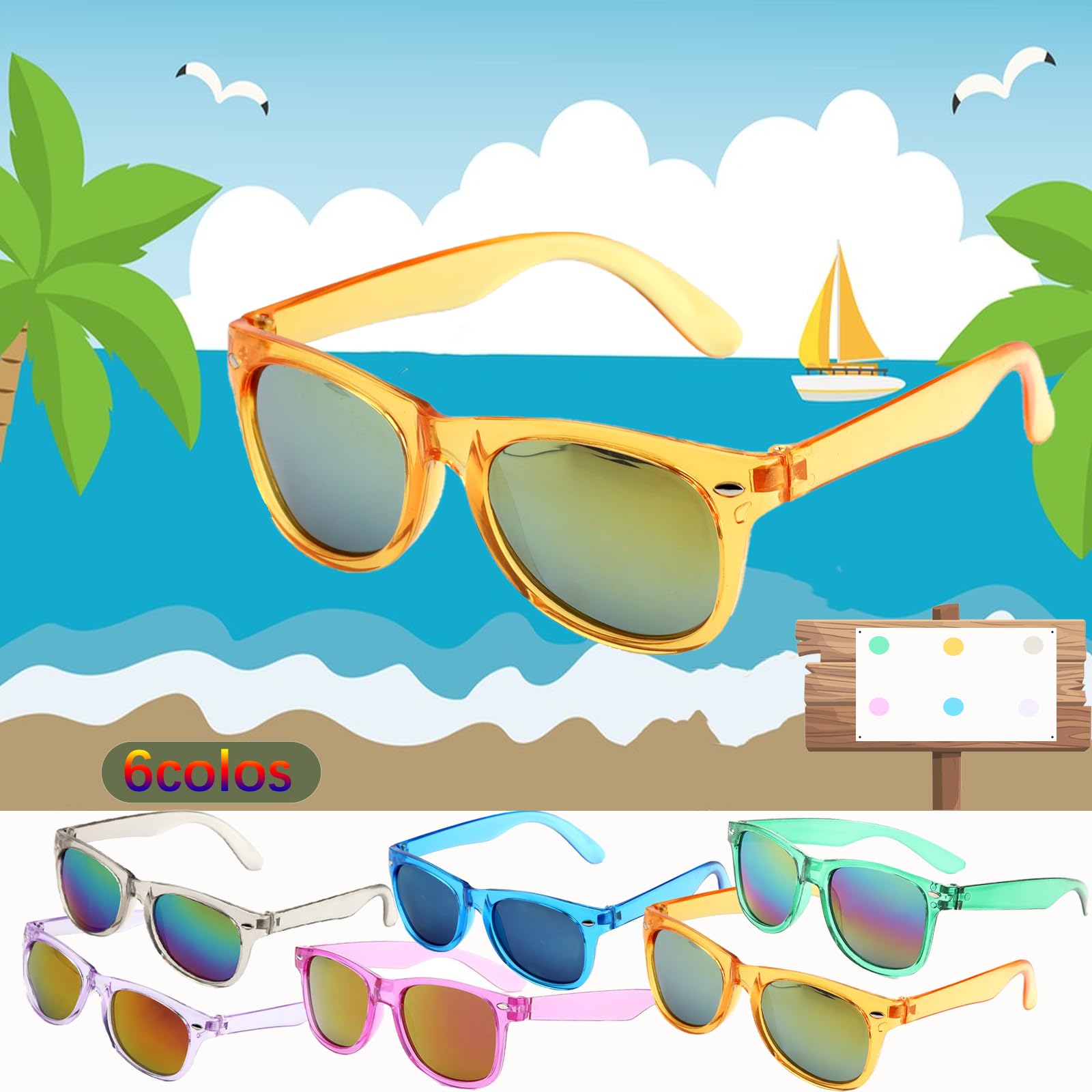 PoCotinu 36 Pack Sunglasses Bulk, UV400 Protection Neon Sunglasses for Boys & Girls - Adjustable Children Sun Glasses for Summer, Beach, Pool, Birthday Party Favors & Outdoor Activities (Great Gift!)