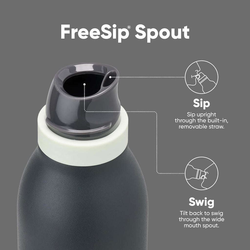 Owala FreeSip Insulated Stainless Steel Water Bottle - 18 oz BPA-Free with Straw for Sports & Travel - Blue/Grey