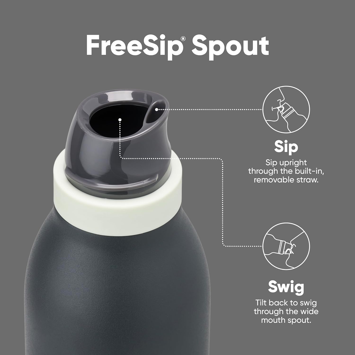 Owala FreeSip Insulated Stainless Steel Water Bottle - 18 oz BPA-Free with Straw for Sports & Travel - Blue/Grey