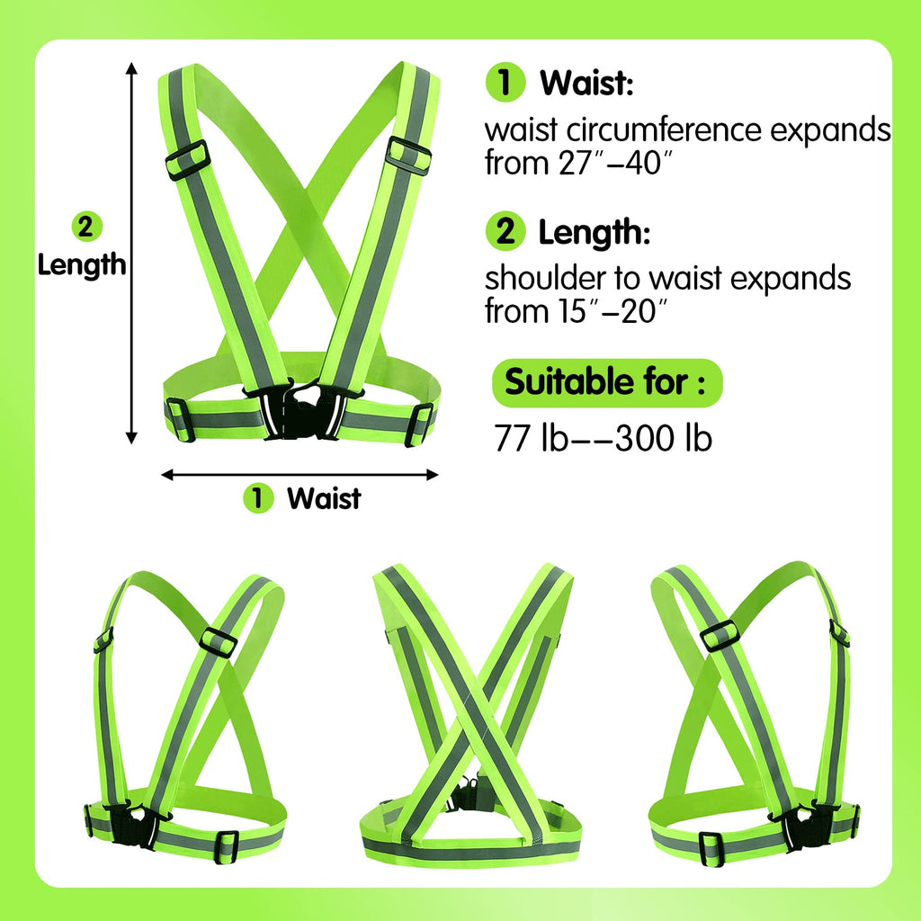 SAGOOITS Reflective Safety Vest 2pcs - High Visibility Vest Adjustable Straps for Outdoor Jogging, Cycling, Walking,Construction Workers,Traffic Control,and Outdoor. Fits Men Women (Green