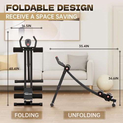 WECENI Abdominal Trainers, Adjustable AB Machine at Home or Gym for Core Strength Training, Ab Cruncher Foldable Fitness Gear for Men and Women Exercise &Workout