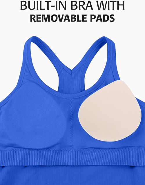ATTRACO Ribbed Workout Tank Top - Built-In Bra, Racerback Design for Women | Athletic Scoop Neck