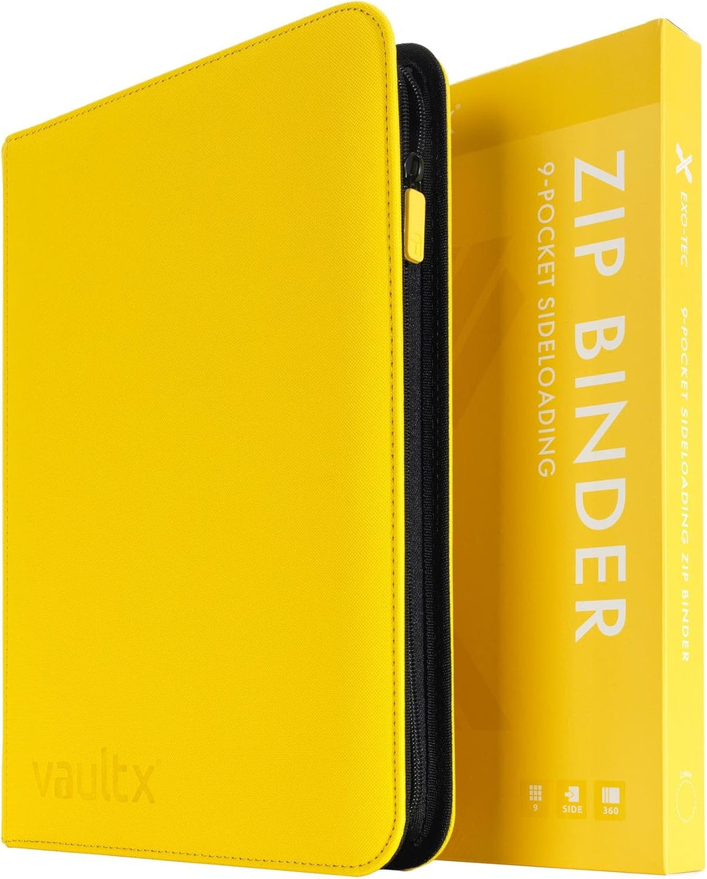 Vault X 9 Pocket Trading Card Zip Binder - Premium Exo-Tec Material, Holds 360 Cards | Yellow