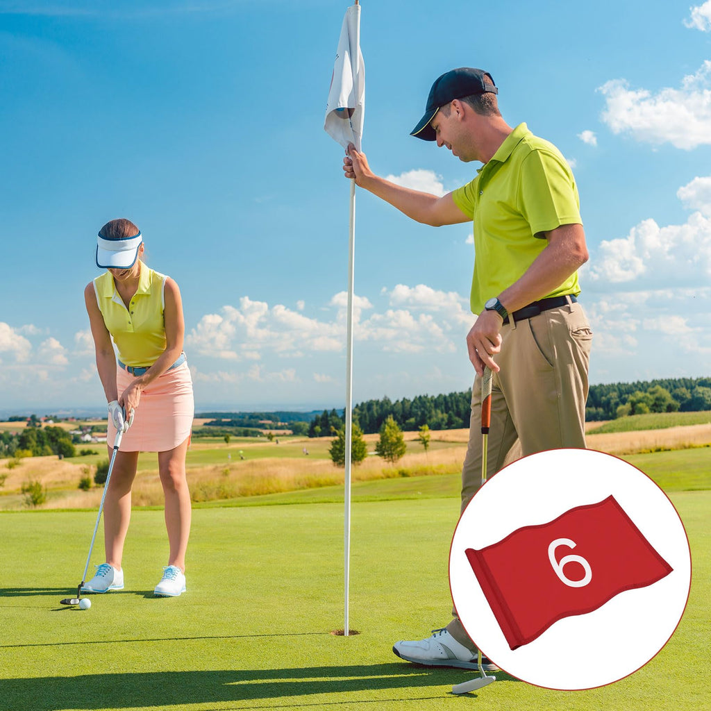 TIXIPEM Golf Flag with Tube Inserted [1pcs] - Nylon Putting Green Golf Target Flag with the Number 6 Use for Indoor & Outdoor Courts & Practice Field - [Red - 20 IN]