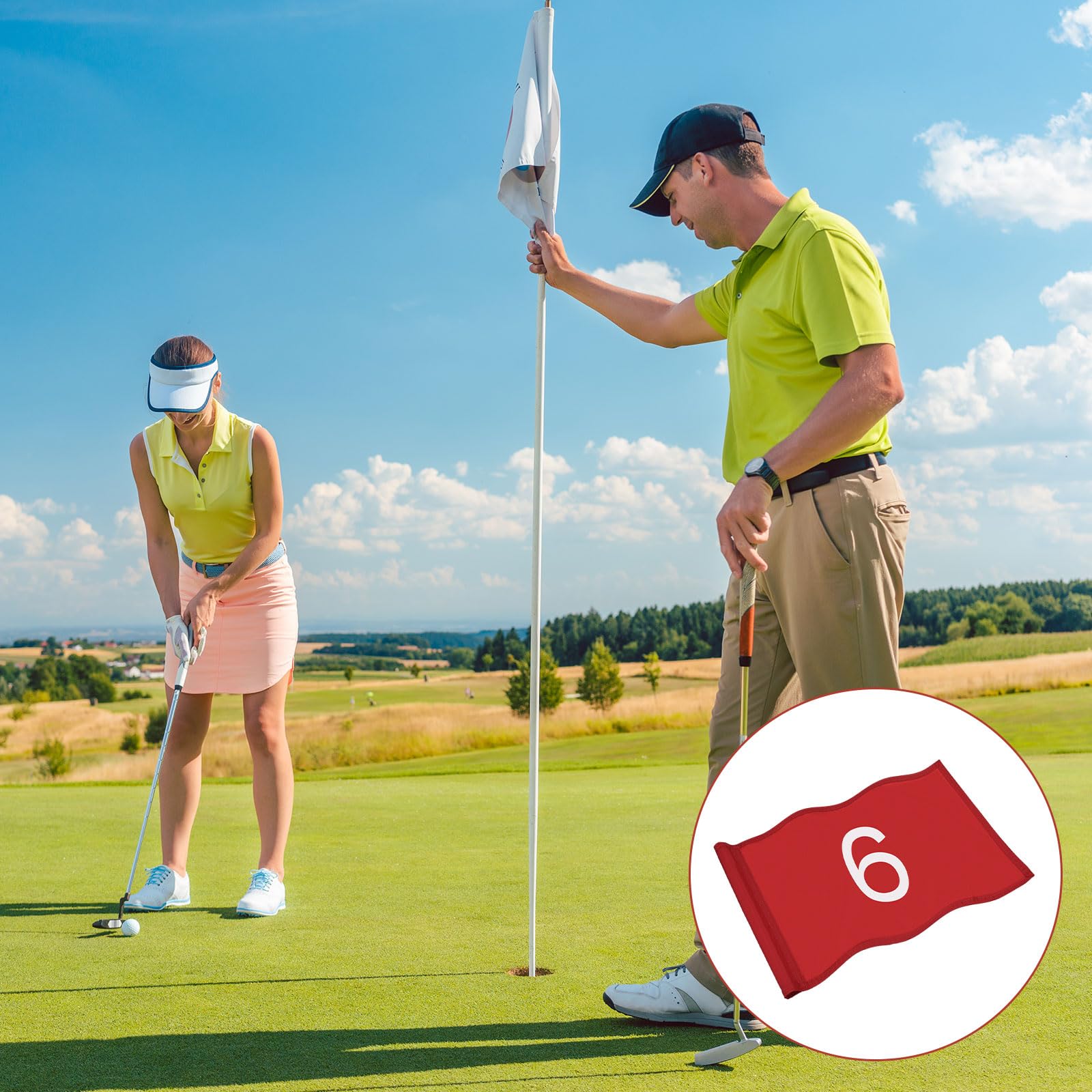 TIXIPEM Golf Flag with Tube Inserted [1pcs] - Nylon Putting Green Golf Target Flag with the Number 6 Use for Indoor & Outdoor Courts & Practice Field - [Red - 20 IN]