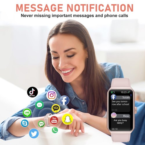 Fitness Tracker with 24/7 Heart Rate, Blood Pressure, Step Tracker, Calorie Tracking, Waterproof Fitness Watch, Activity Tracker with Sleep Tracker for Women Men, Pink