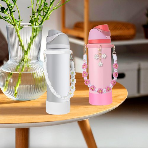 Mity rain White 32oz Water Bottle Replacement Parts Set for Owala FreeSip - Includes Replacement Top Lid Gasket Stoppers, Handle Strap, Boot and Charms Accessories