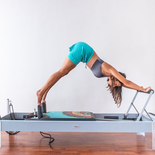 JOOEER Pilates Reformer Machine Mat, Non Slip Foldable Washable Mat for Gym Fitness, Green