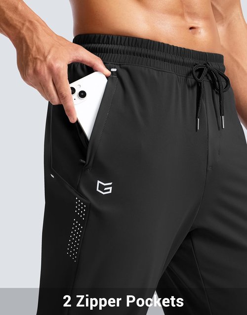 G Gradual Men's Joggers - Stretch Athletic Workout Pants with Zipper Pockets | Ideal for Running & Gym