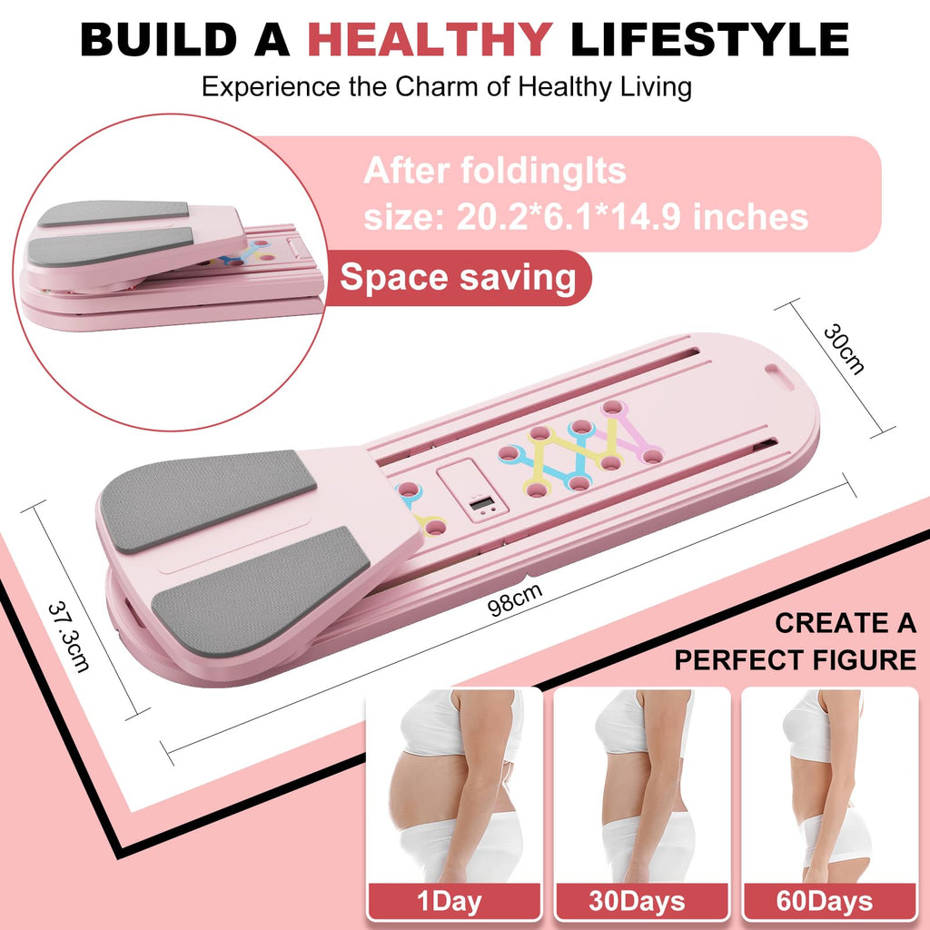 Pilates Board Multifunctional Foldable Pilate Reformer for Home Workout, Portable Abdominal Core Exercise Machine with Resistance Bands & Knee Pad, Pilates Equipment for Women & Men