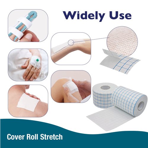 COMOmed Non-Woven Cover Roll Stretch Tape - 2" x10.94Yd First Aid Tape - Dressing Retention Tape - Breathable Cohesive Wrap Bandage Roll Film (2 Rolls)
