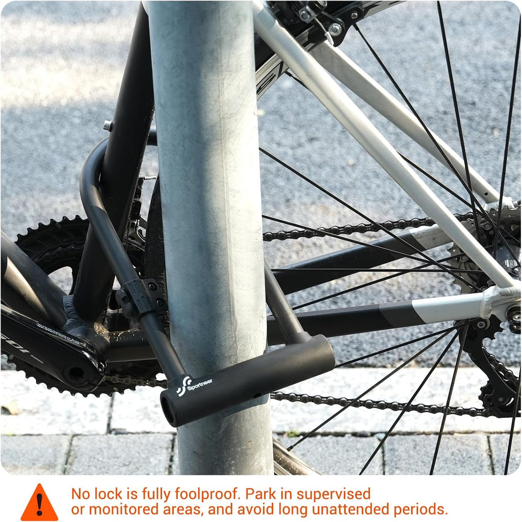 Sportneer Heavy Duty Bike U Lock - 18mm Shackle with 6ft Security Cable & Mounting Bracket | 11.5''x6.25''