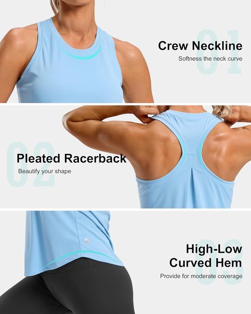 G Gradual Women's Yoga Tank Top - Racerback Athletic Sleeveless Shirt for Gym & Running | Loose Fit