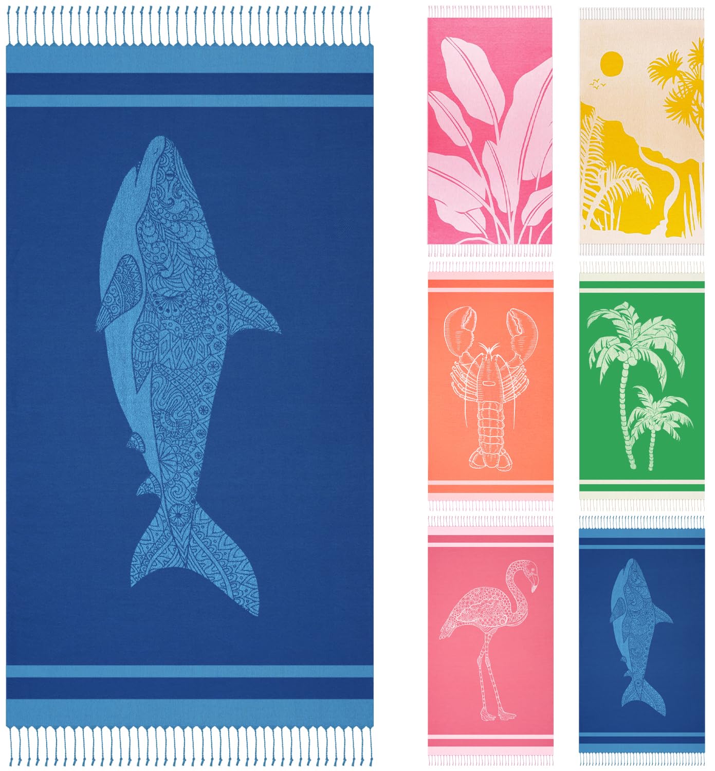 Oversized Cotton Turkish Beach Towels 72"x36" Lightweight Quick Dry Sandless Pool Swim Towel Large No Sand Adult Travel Compact Blanket Essentials Cruise Accessories Must Haves Orange lobster