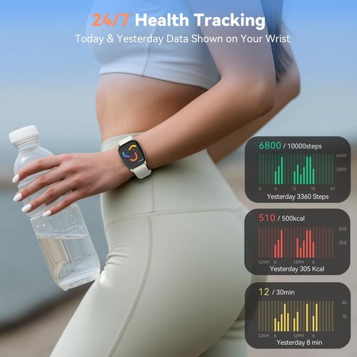 Imzuc Pedometer Watch for Men Women Android & iPhone, 1.85" Retina Display with Answer/Make Calls, Smart Watch with Pedometer, Calories & Step Counter, Waterproof Heart Rate/Sleep/SpO2 Monitor