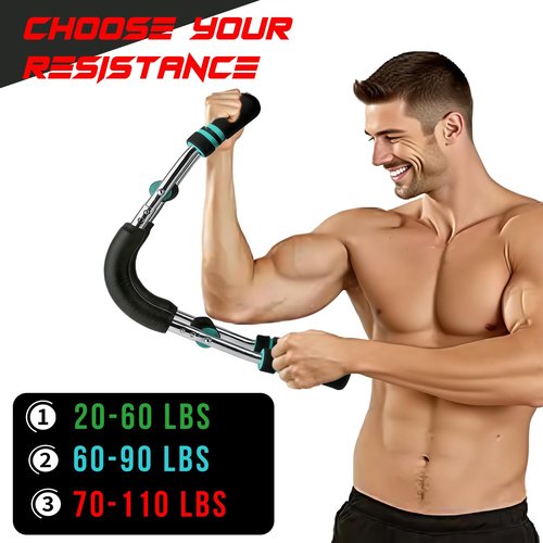 Professional Twister Arm Trainer - Durable Chest Workout Equipment for Men, Adjustable U-Shaped Spring Arm Bar for Home Gym Fitness Training (Light Blue)