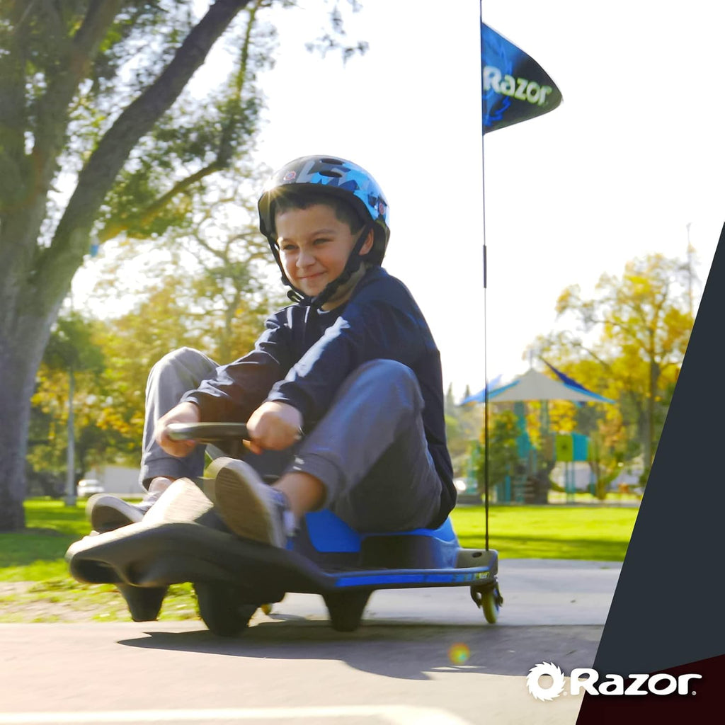 Razor Crazy Cart Shift Electric Go Kart for Kids 6+ | 12V Drifting System, High/Low Speed, Black/Blue