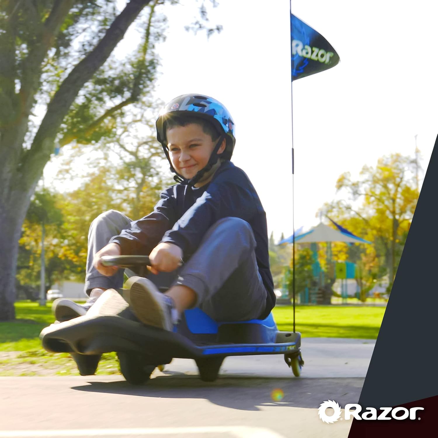 Razor Crazy Cart Shift Electric Go Kart for Kids 6+ | 12V Drifting System, High/Low Speed, Black/Blue