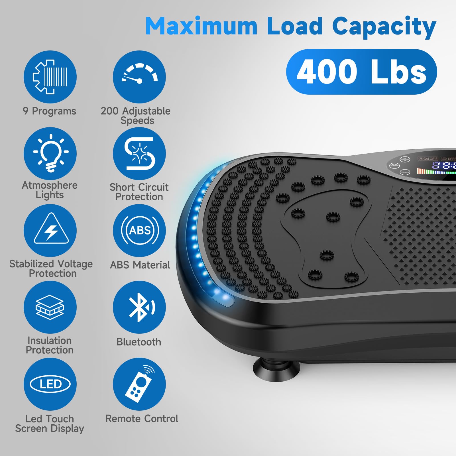 Vibration Plate Exercise Machine for Lymphatic Drainage, Vibration Machine for Full-Body Weight Loss Shaping, Vibrate Fitness Platform 400 Lbs & 200 Adjustable Speeds for Women Men Home (Black)
