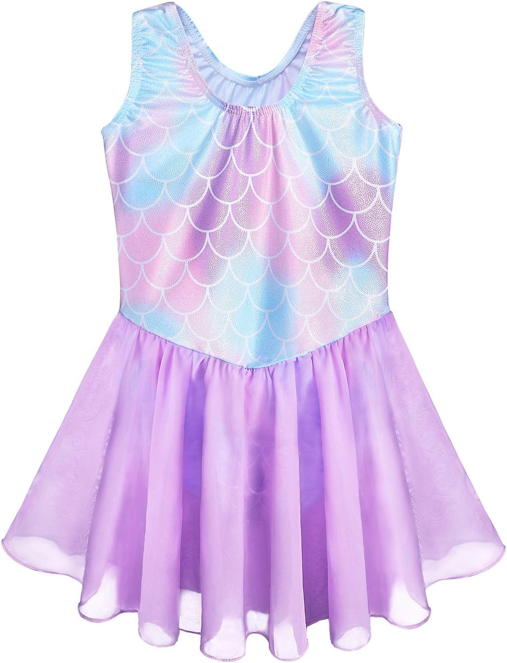 Skiennix Girls Gymnastics Leotard - Flutter Sleeve Tutu Dress for Toddlers 2-11Y | Mermaid Style